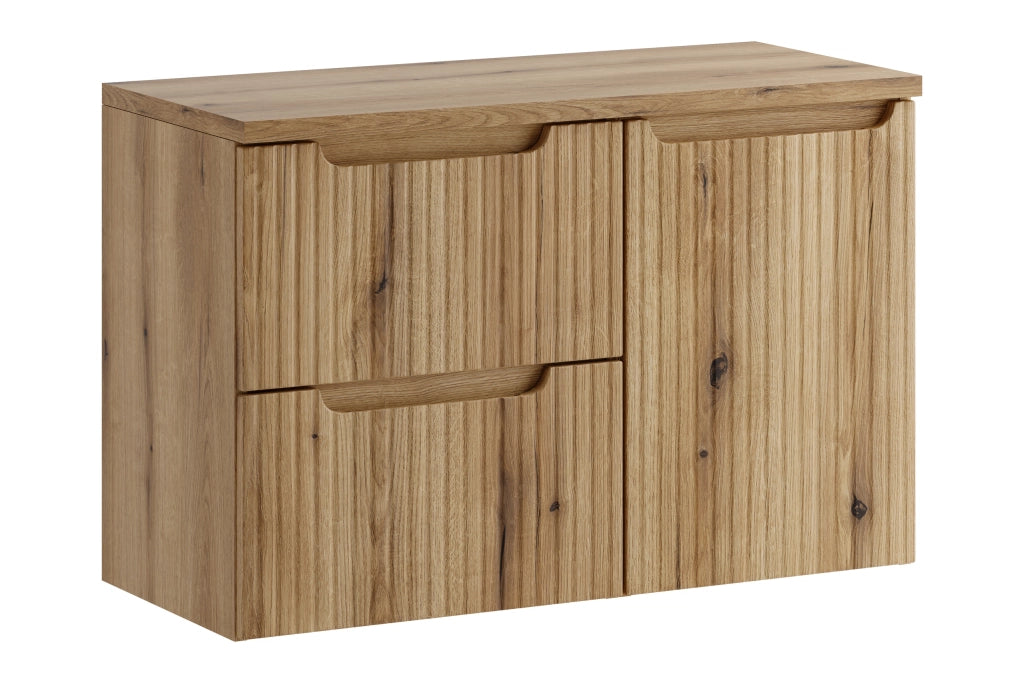 Set mobili bagno 90 cm con piano e mobile con cesto portabiancheria Nova Coast Evoke 90 cm
