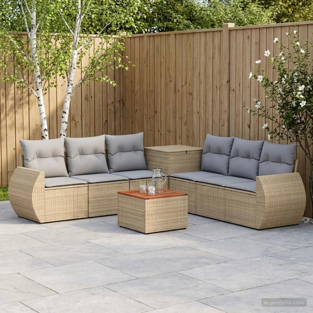 Set di divani 8 pz Beige e Grigio Chiaro 3448451
