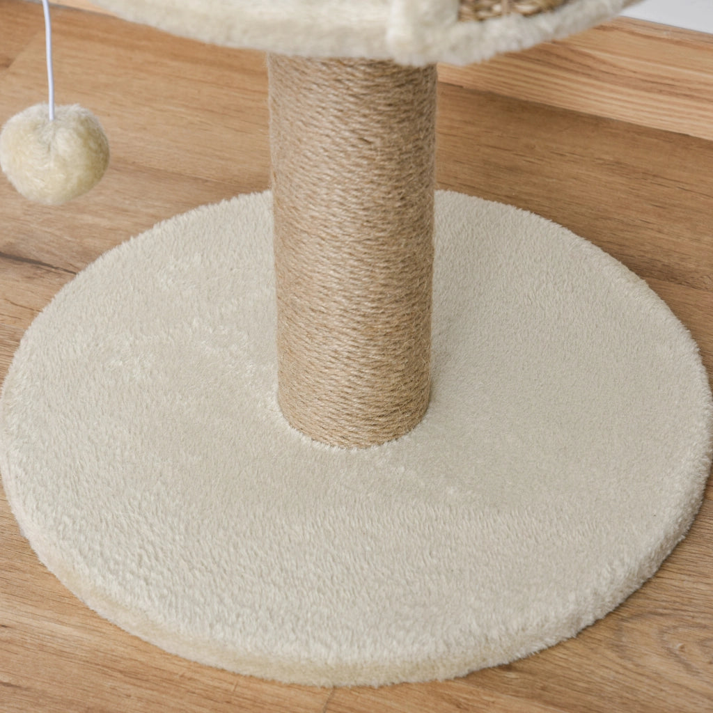 Tiragraffi Albero per Gatti con Lettino e Pallina ¨C Zephmum ¨C Beige 40x40x49cm