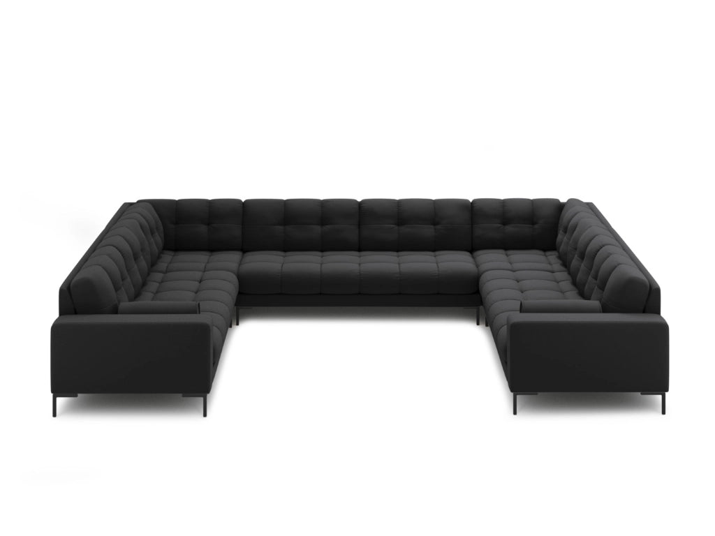 Cosmopolitan Design - Divano panoramico "Bali" 9 posti in tessuto strutturato grigio scuro 