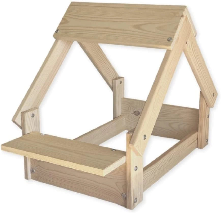 Casetta per cani 76x44x55cm con Letto in legno naturale FSC e 2 supporti per ciotole colore naturale RF990