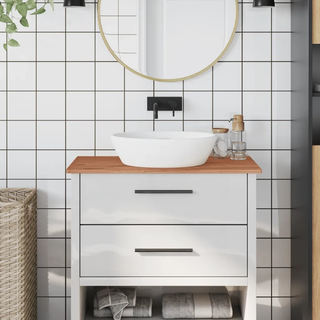 Piano Bagno 80x40x1,5 cm Legno Massello di Faggio