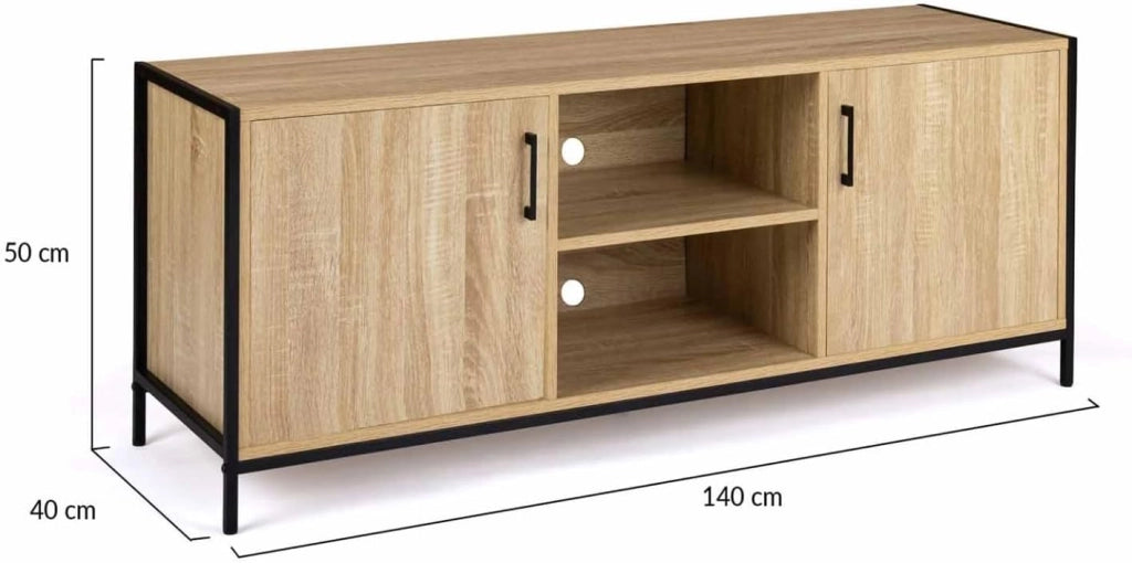 Porta TV di design industriale a 2 ante 140 cm DETROIT
