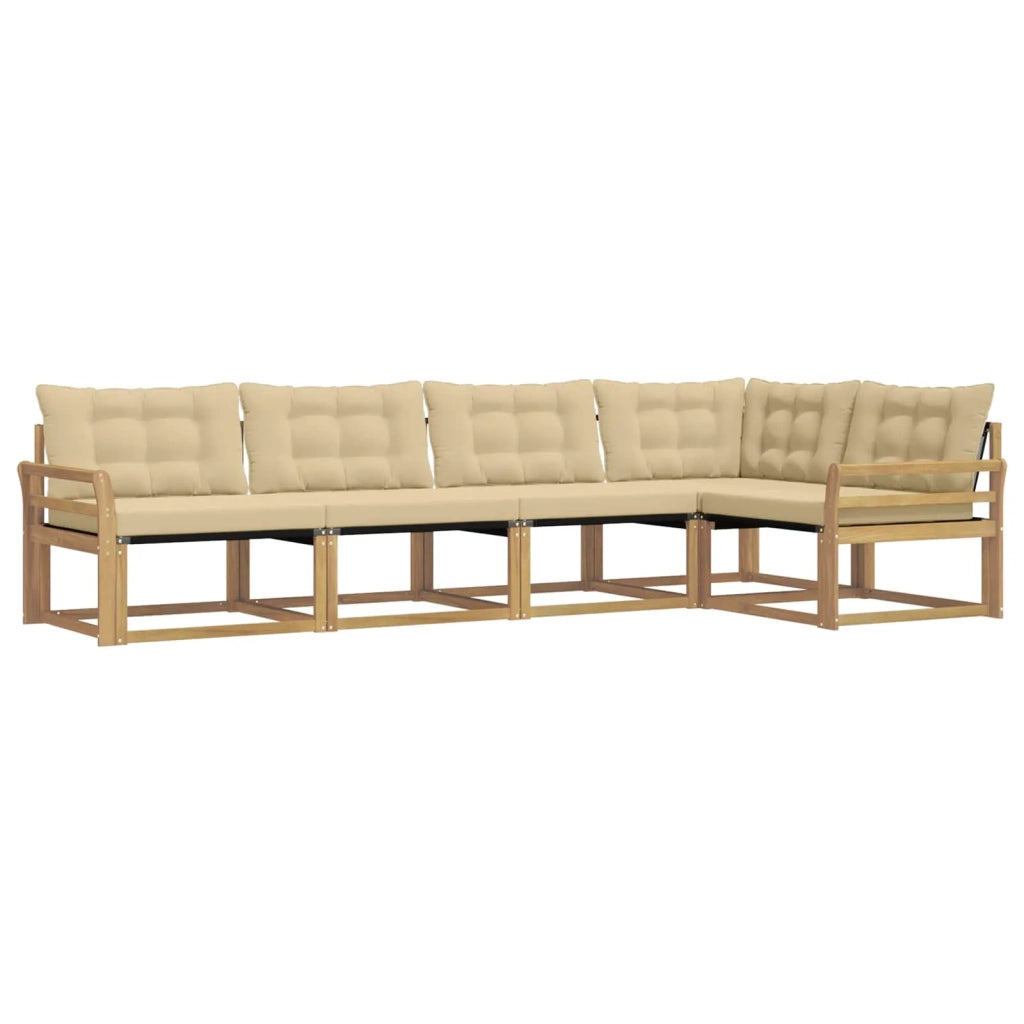 Set di divani da esterno con cuscino 5 pcs Bianco e Beige 3388687