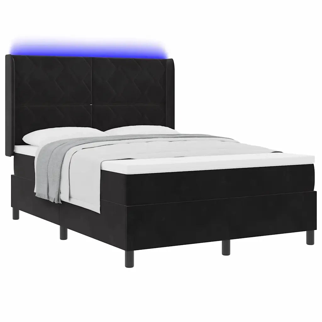Letto a molle con strisce LED Nero 160 x 200 cm Velluto 3343930