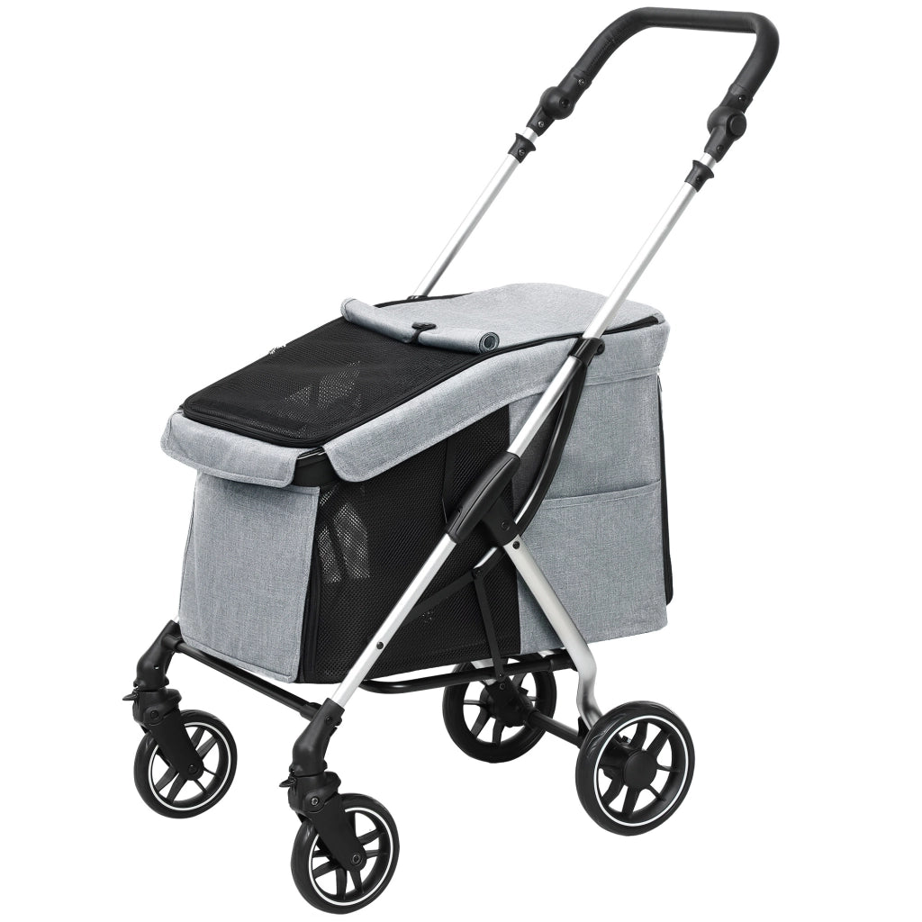 Trasportino per Cani Pieghevole Leggero ¨C zephmum ¨C Grigio Argento 80x48.5x106 cm