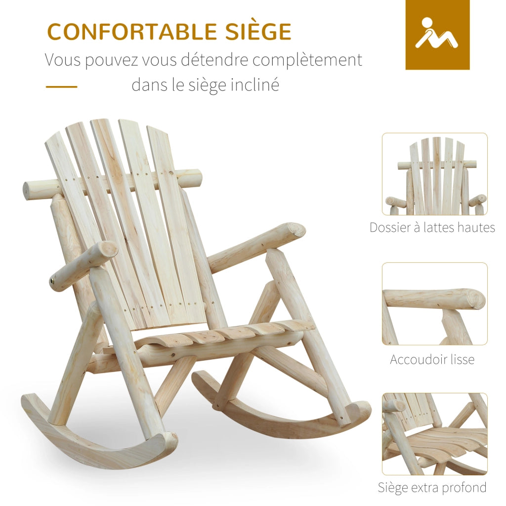 Poltrona da Giardino a Dondolo in Legno di Pino ¨C zephmum ¨C Naturale