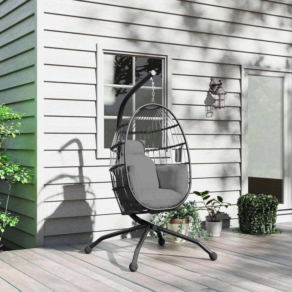 Sedia da giardino con cuscino e poggiatesta ¨C Zephmum ¨C Grigio