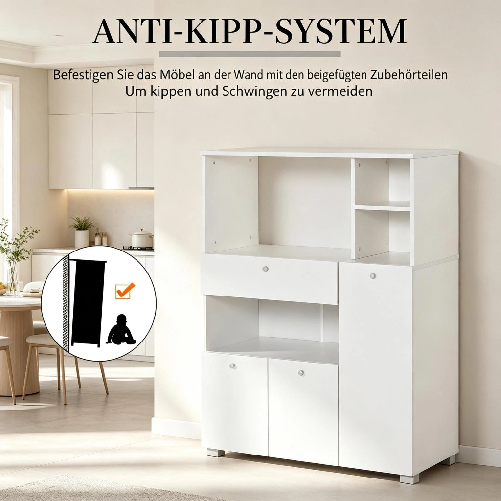 Mobile contenitore da cucina con 2 ante; 4 nicchie; cassetto estraibile; per cucina e soggiorno; 90 × 40 × 120 cm
