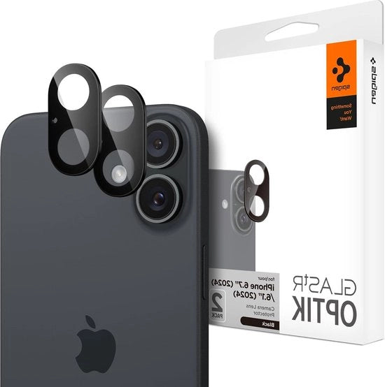 Schermprotettore per iPhone 16 Plus 2 pezzi Nero Nessuna perdita della funzione flash Resistenza 9H Vetro resistente all'urto
