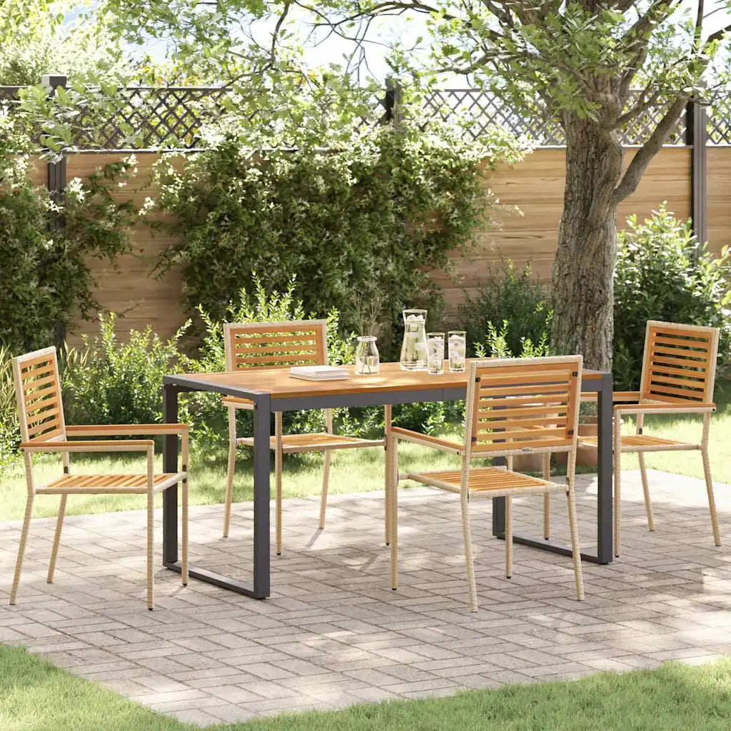 Set da Pranzo per Giardino 5 pcs Beige e Marrone polyrattan 3365477