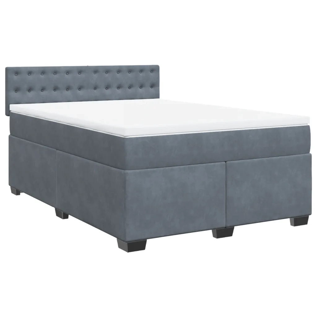 Giroletto a Molle con Materasso Grigio Scuro 140x200 cm Velluto