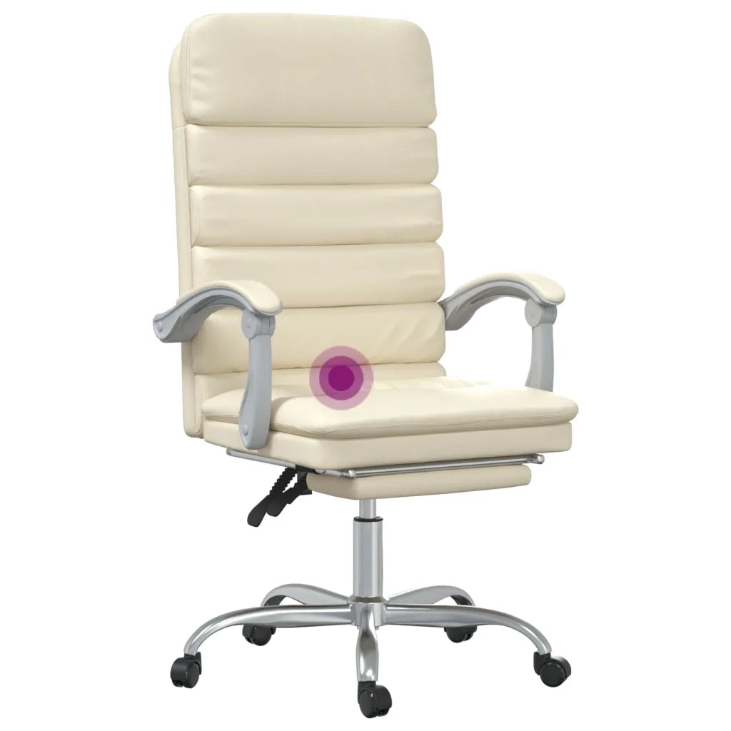 Poltrona da Ufficio Massaggiante Reclinabile Crema Similpelle cod mxl 20446