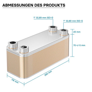 Scambiatore a piastre saldobrasate in acciaio inox, 30 piastre Max 175 kW