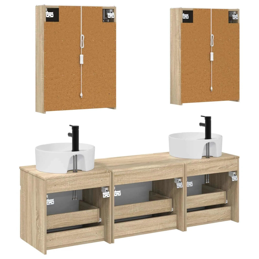 Set di Armadi da Bagno 5 pz Rovere Sonoma Legno ingegnerizzato 3406609