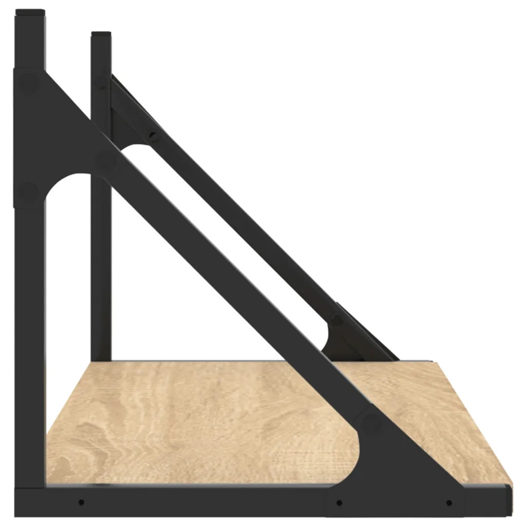 2 pz Mensole Parete | Mensola sospesa Rovere Sonoma 60x25x25,5cm Legno Multistrato