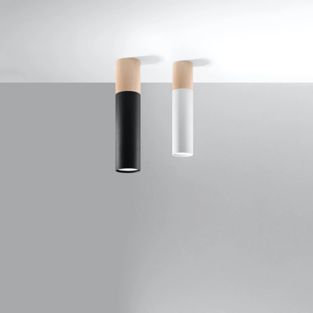 Faretto soffitto tubolare nero/legno GU10 MARCOS PU.0635