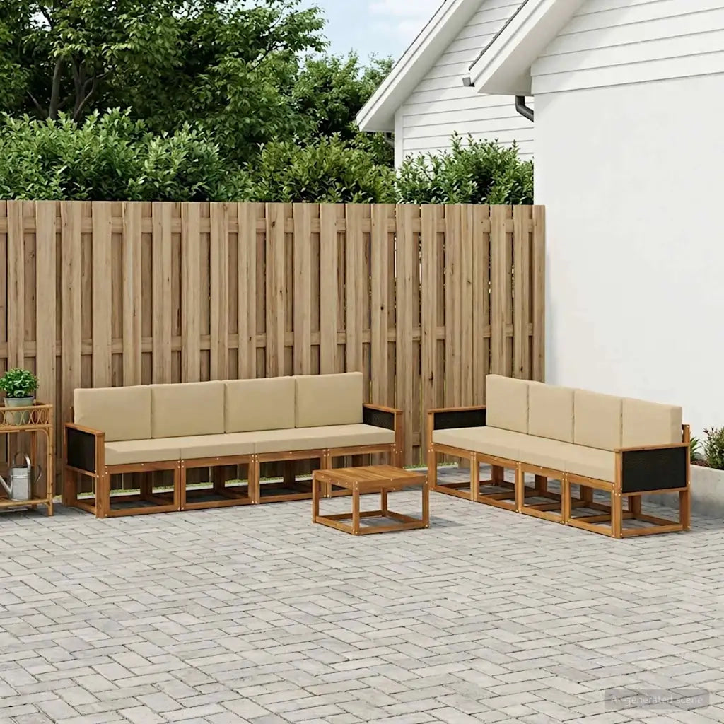 Set di divani da esterno con cuscino 7 pcs Naturale 3385084
