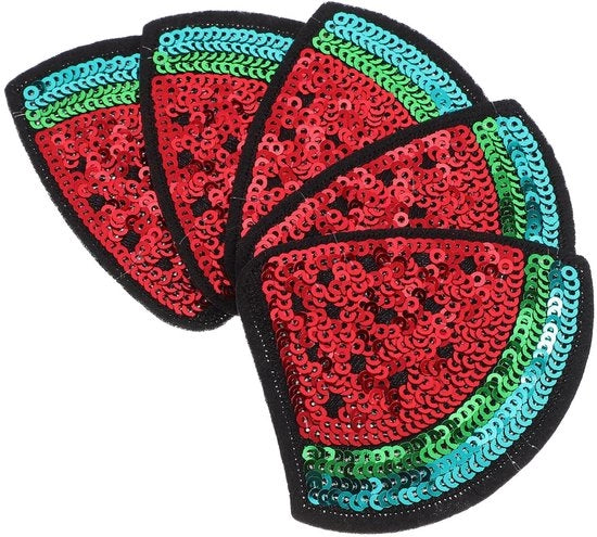 Pannelli Acqua Melone - 5 Pezzi - Pannelli Applicabili - Decorazioni con Ricamo - Decorazione per Abbigliamento - Pannelli a Forma di Frutta - Facili da Utilizzare - Pannelli per Tessuti