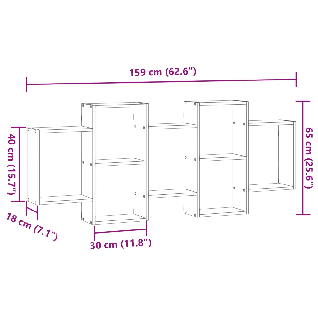 Scaffale a Muro Grigio Cemento 159x18x65 cm in Truciolato