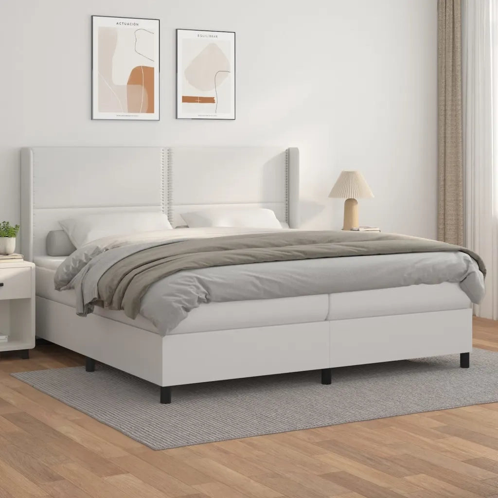 Giroletto a Molle con Materasso Bianco 200x200cm in Similpelle cod mxl 63738