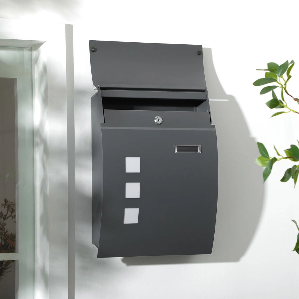 CASSETTA POSTALE RICURVA IN ACCIAIO ZINCATO 45X10X32 CM GRIGIO
