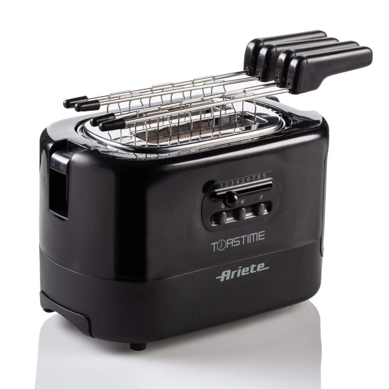 Tostapane con Pinze per 2 fette - 9 Gradi di Doratura - 700 Watt - Nero