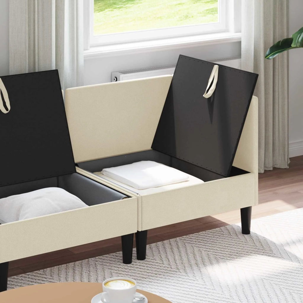 Set di mobili per il soggiorno 3 pcs Crema Tessuto 3413778