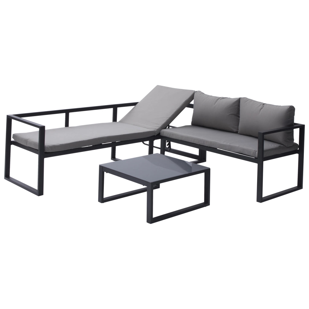Set di mobili da giardino modulari IBIZA in tessuto grigio 4 posti - alluminio antracite
