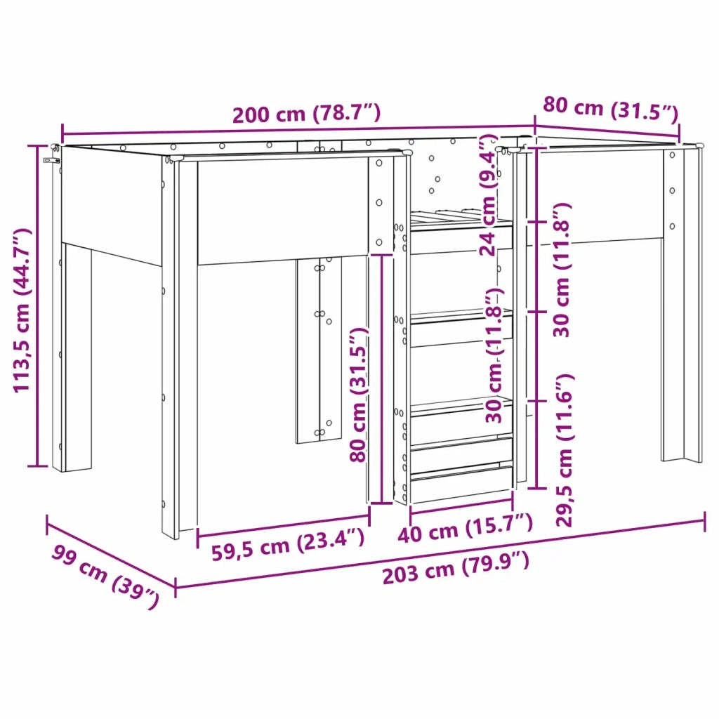 Letto a Castello per Bambini Bianco 80 x 200 cm 3410483