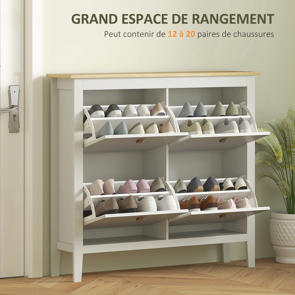Scarpiera con cassetti e ante ¨C zephmum ¨C bianco 80x40x105 cm