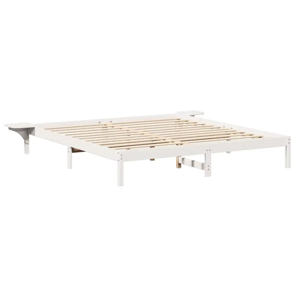 Struttura del letto Bianco 200 x 200 cm Pino massello 873176