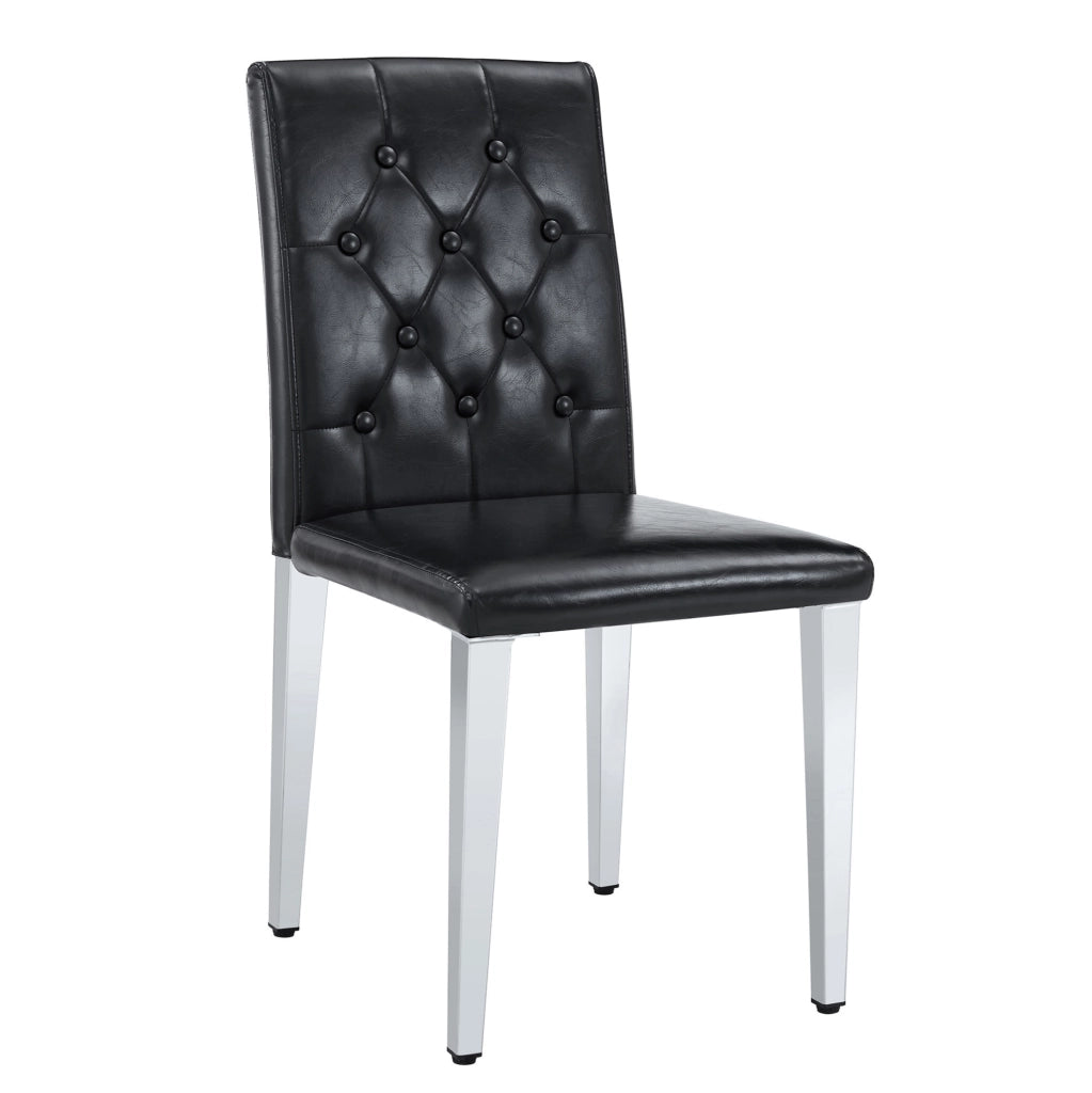 Set di 4 sedie da pranzo nere con gambe argento