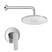 Set doccia completo di miscelatore a incasso con braccio doccia e soffione tondo Flat