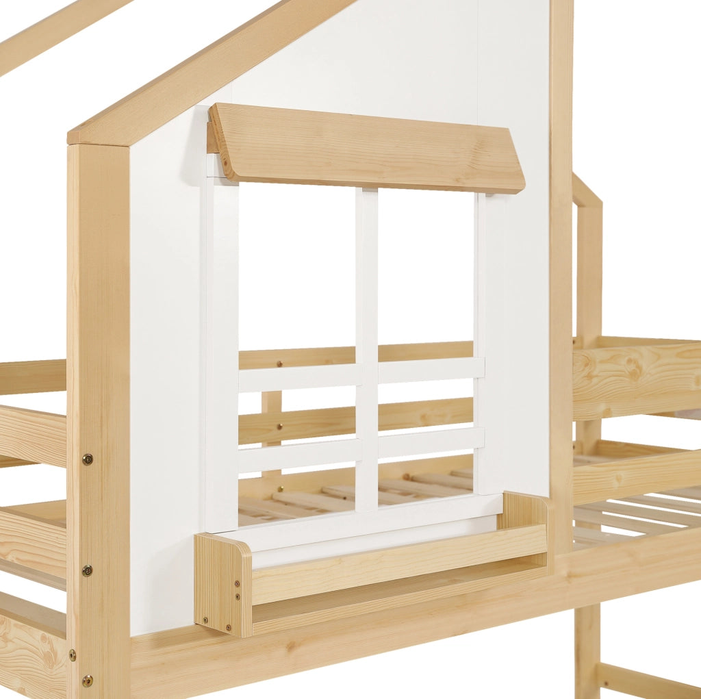 Letto a castello per bambini 90x200 cm con cassetti e scala contenitore