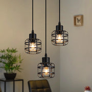 Lampada a sospensione ZMH vintage nera a 3 luci E14 per sala da pranzo cucina o bar (lampadina non inclusa)