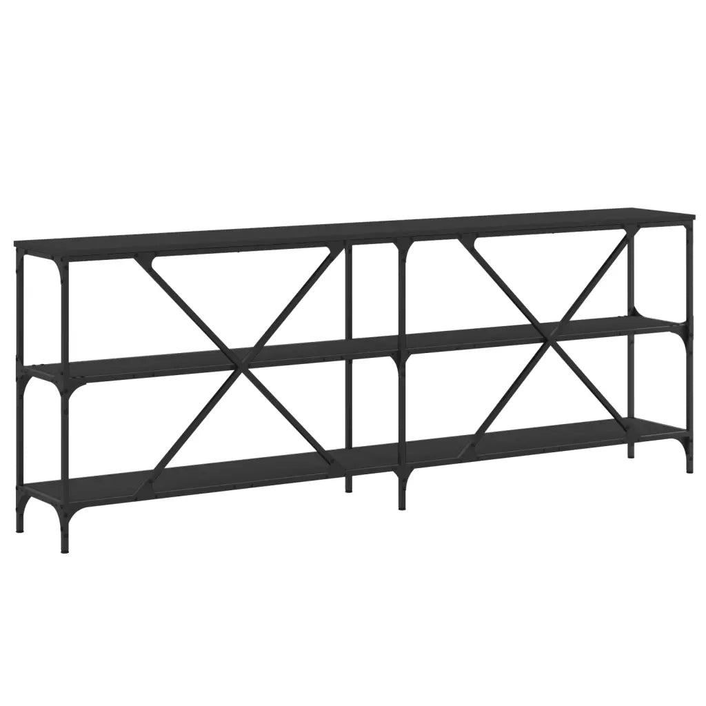 Tavolino Consolle Nero 200x30x75 cm Legno Multistrato e Ferro 832858