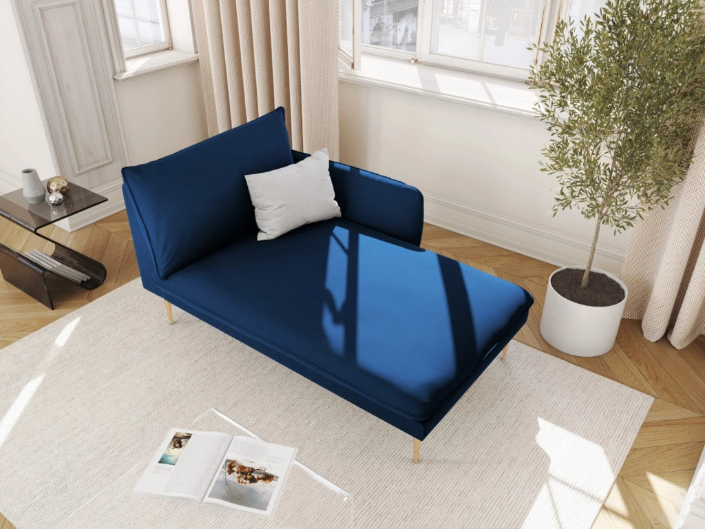 Cosmopolitan Design - Chaise longue destra "Vienna" in velluto blu reale 