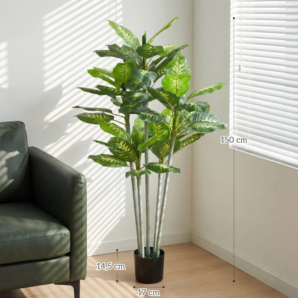 Pianta artificiale Calathea ¨C zephmum ¨C 150 cm vaso cemento 53 foglie
