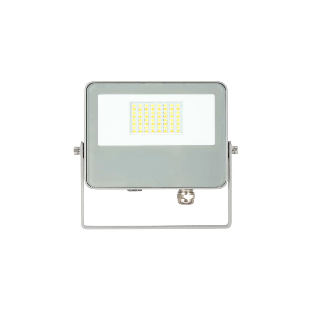 Sky Proiettore LED da esterno 20W con tecnologia Switch CCT 3000K/4000K/5000K, fascio 115 gradi, finitura argento opaco, design compatto e moderno
