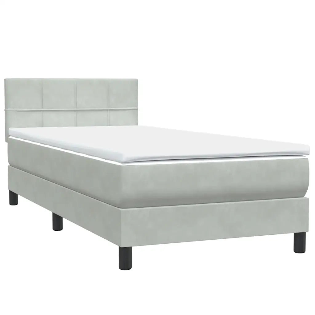 Letto singolo | Letto per adulti | Letto a Molle con Materasso e LED Grigio Chiaro 80x220 cm Velluto