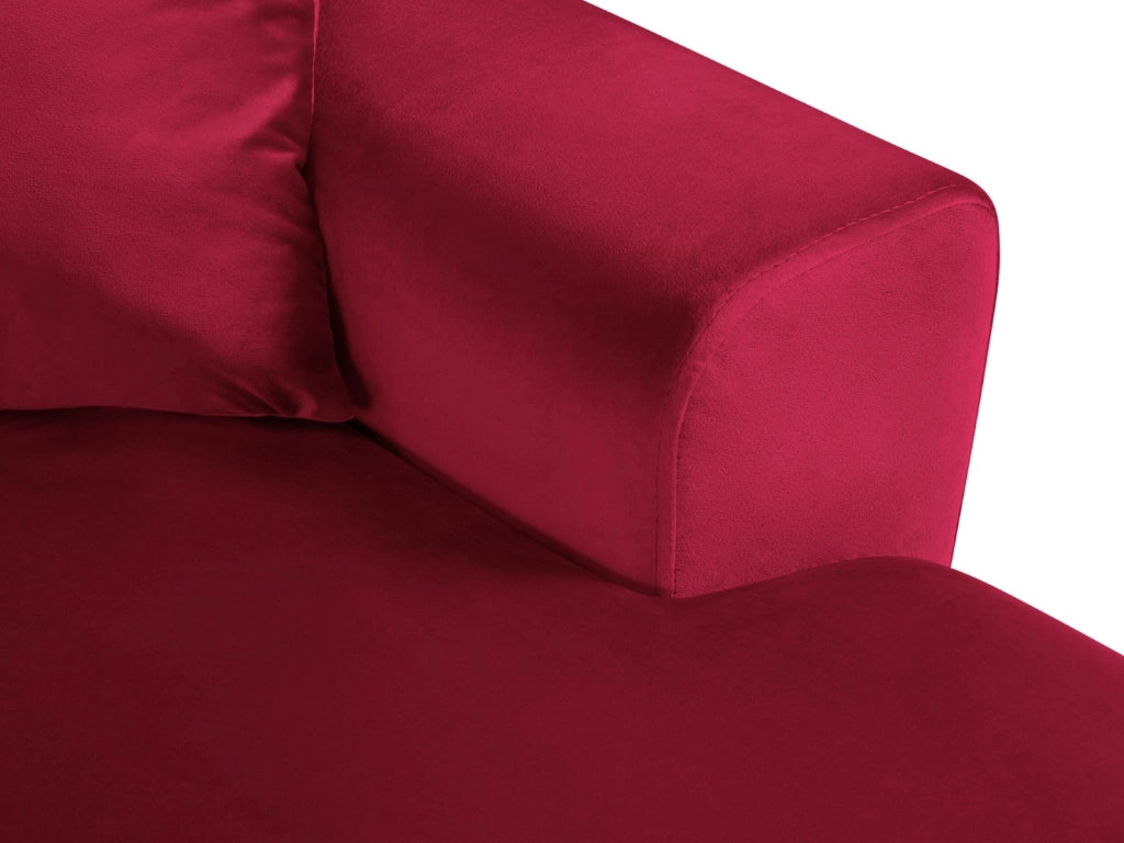 Cosmopolitan Design - Divano panoramico convertibile sinistro con contenitore "Kyoto" 7 posti in velluto rosso 