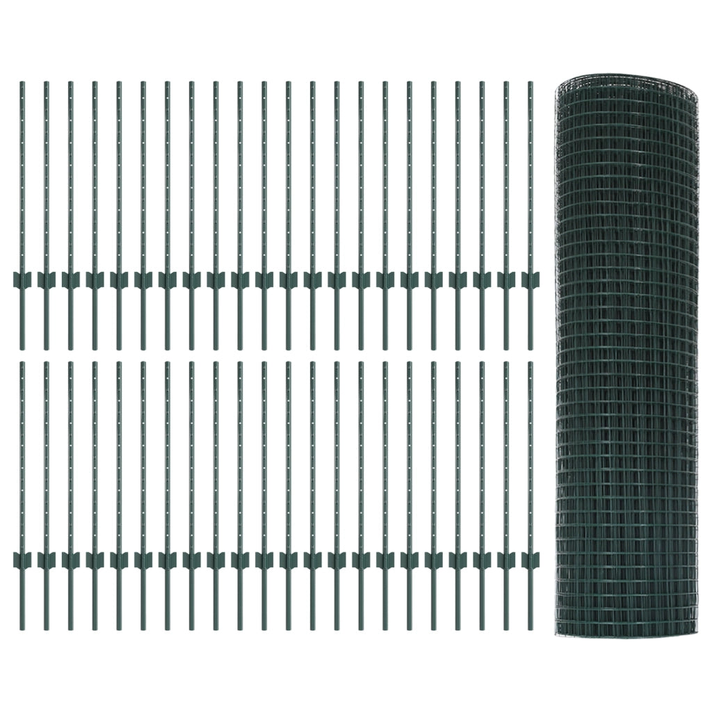 Recinzione in Rete Saldata con 44 Post Verde 0.8x100m Acciaio