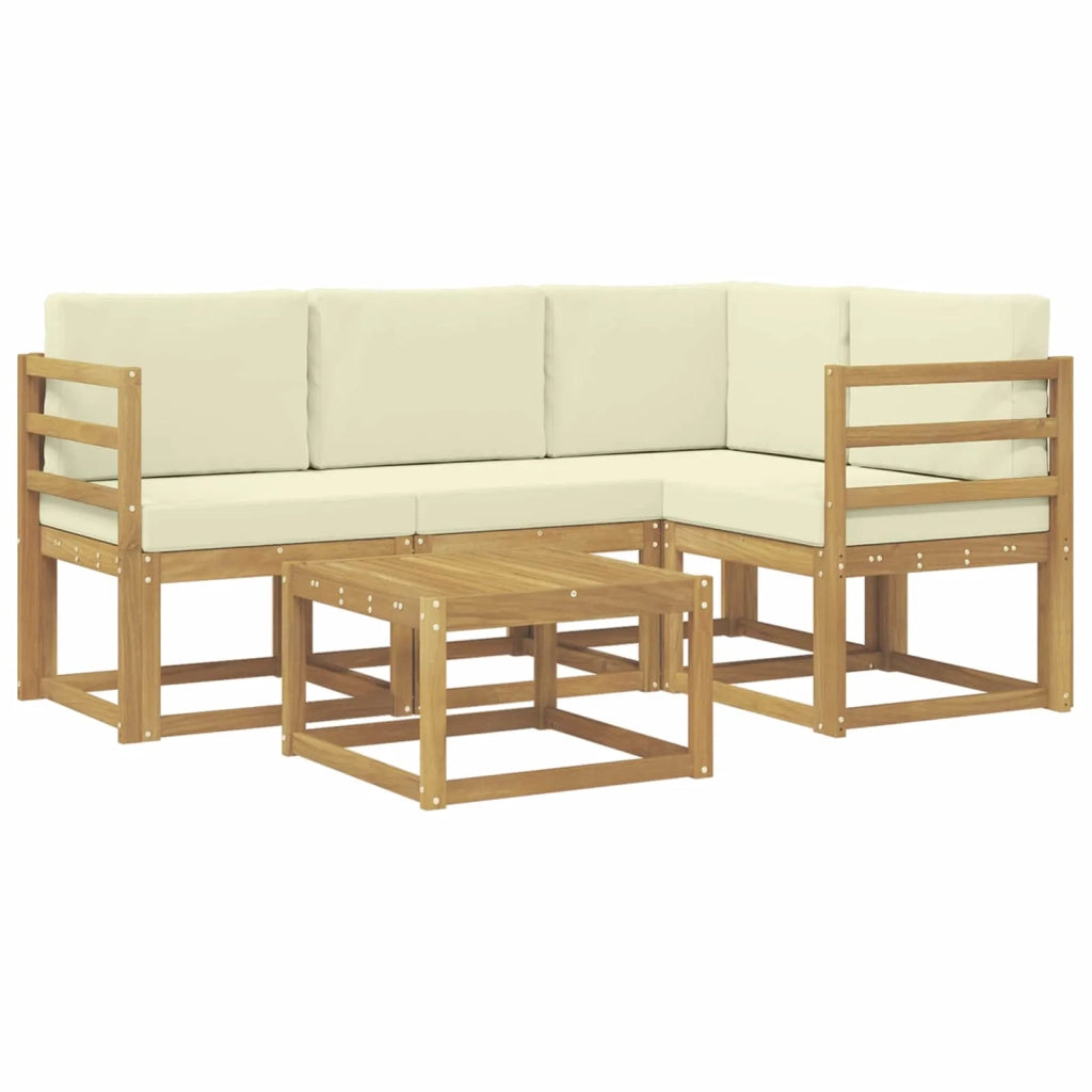 Set di divani da esterno 5 pz Bianco e Crema 3387579