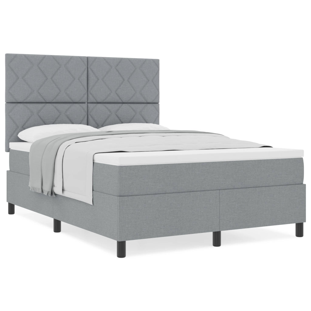 Letto Box Spring e Materasso Grigio Chiaro 160x200 cm in Tessuto