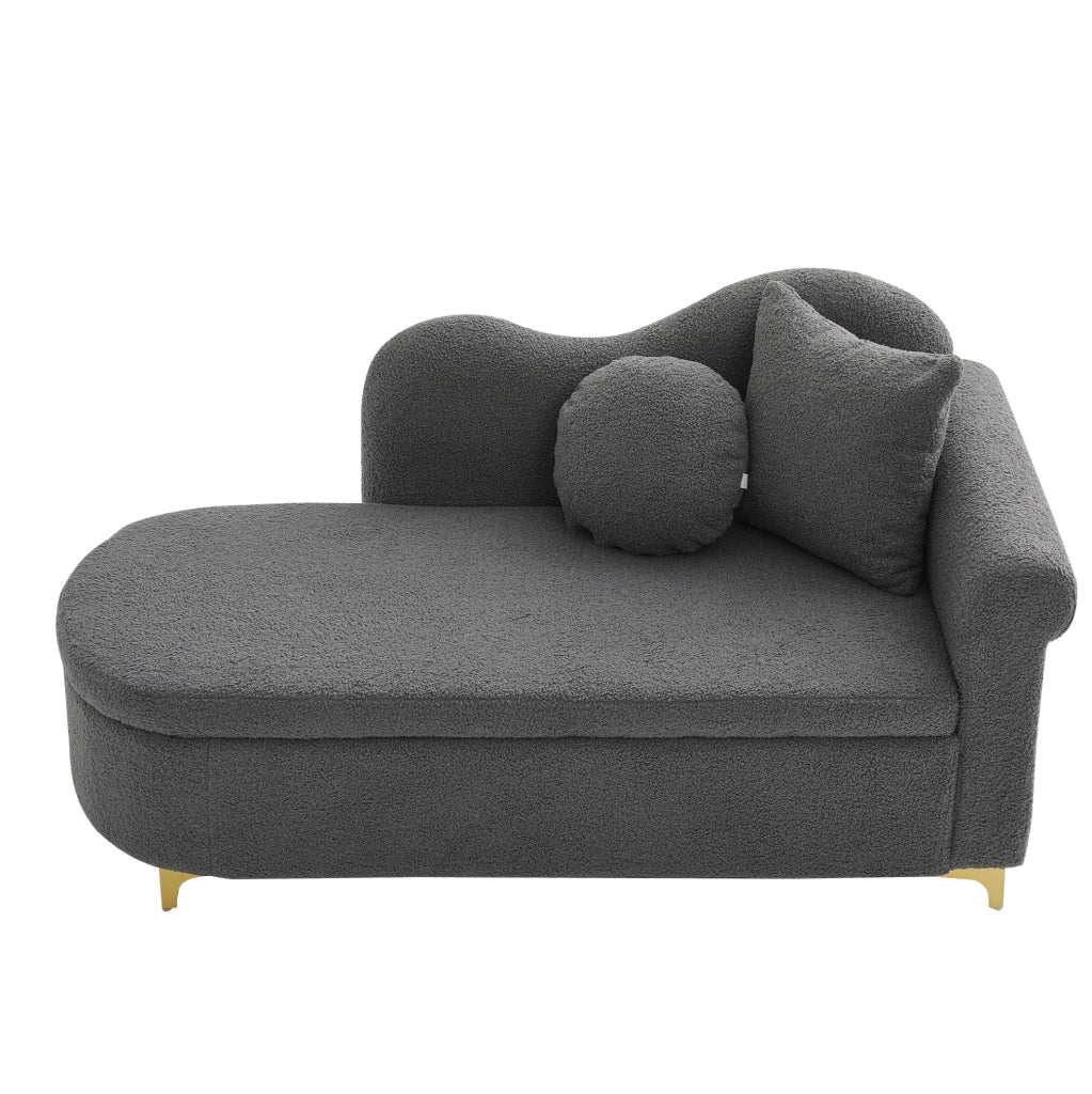 Dormeuse 134 x 64 x 70 cm grigia con contenitore, 2 cuscini, senza materasso
