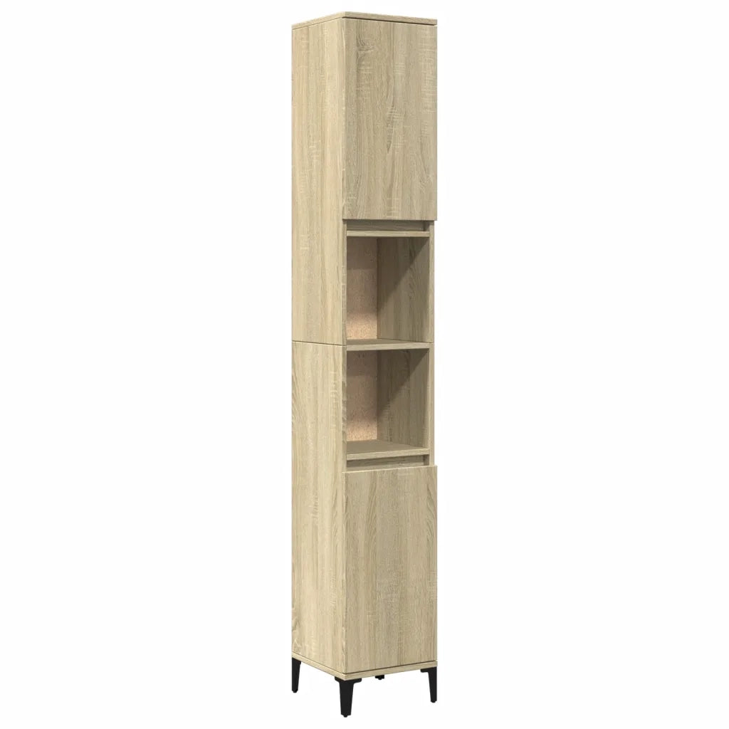 Armadietto da Bagno | Armadio da bagno Rovere Sonoma 30x30x190cm Legno Multistrato