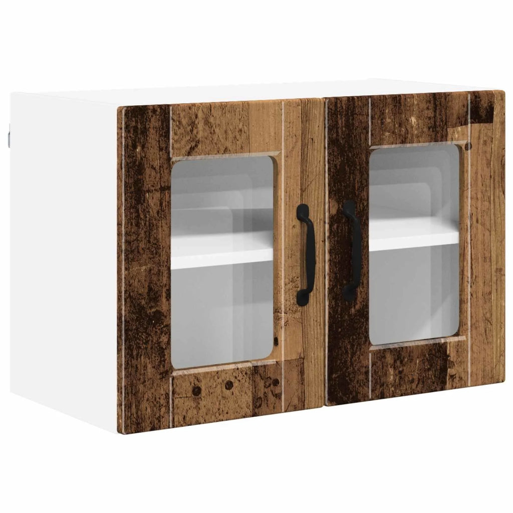 Pensile da cucina | Mobile in vetro da parete PORTO 2 pz Legno vecchio