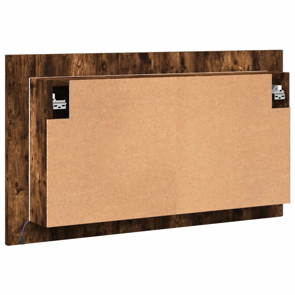 Armadietto a Specchio con LED Rovere Fumo 80x12x45cm Acrilico 834951
