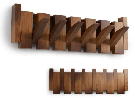 Kapstokhaak a muro, manufatto artigianale, haak naturale da appendere, organizzatore spaziale con 10 ganci retrattili per arredamento (T87522, 6 ganci)